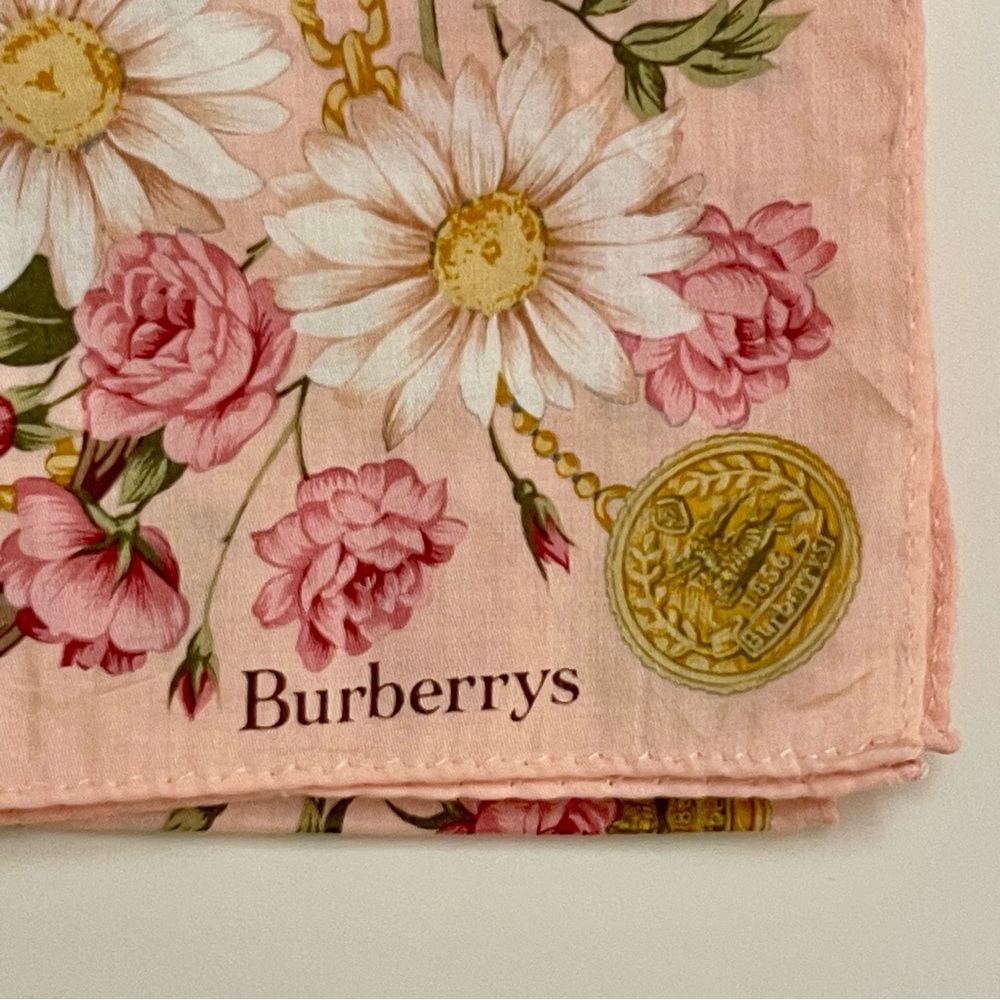 Vintage Burberrys Floral Cotton Handkerchief โ Blush Pink
